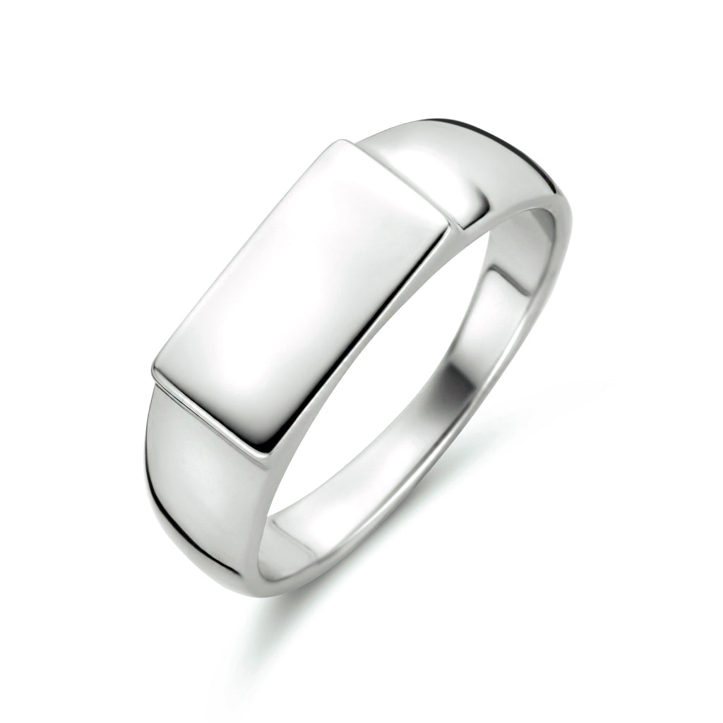 Graveerring rechthoek zilver gerhodineerd