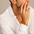 Zegelring ster zirkonia zilver gerhodineerd