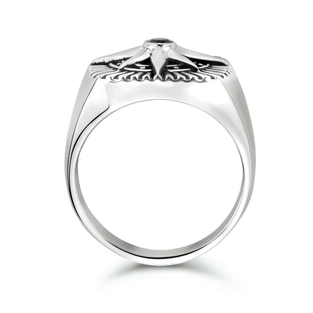 Zegelring ster zirkonia zilver gerhodineerd