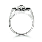 Zegelring ster zirkonia zilver gerhodineerd