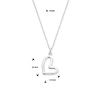 Collier hart 41 + 4 cm zilver gerhodineerd