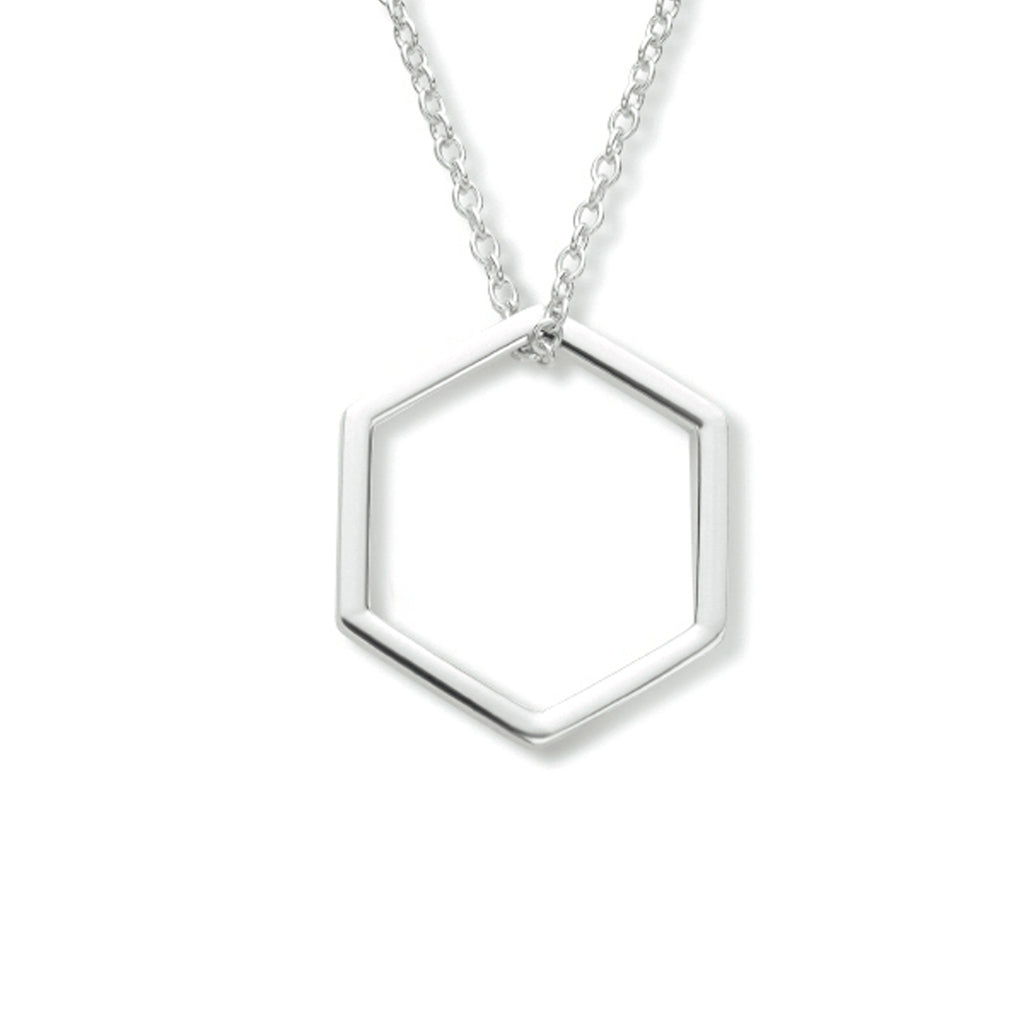 Collier zeshoek 41 + 4 cm zilver gerhodineerd