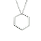 Collier zeshoek 41 + 4 cm zilver gerhodineerd