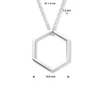 Collier zeshoek 41 + 4 cm zilver gerhodineerd
