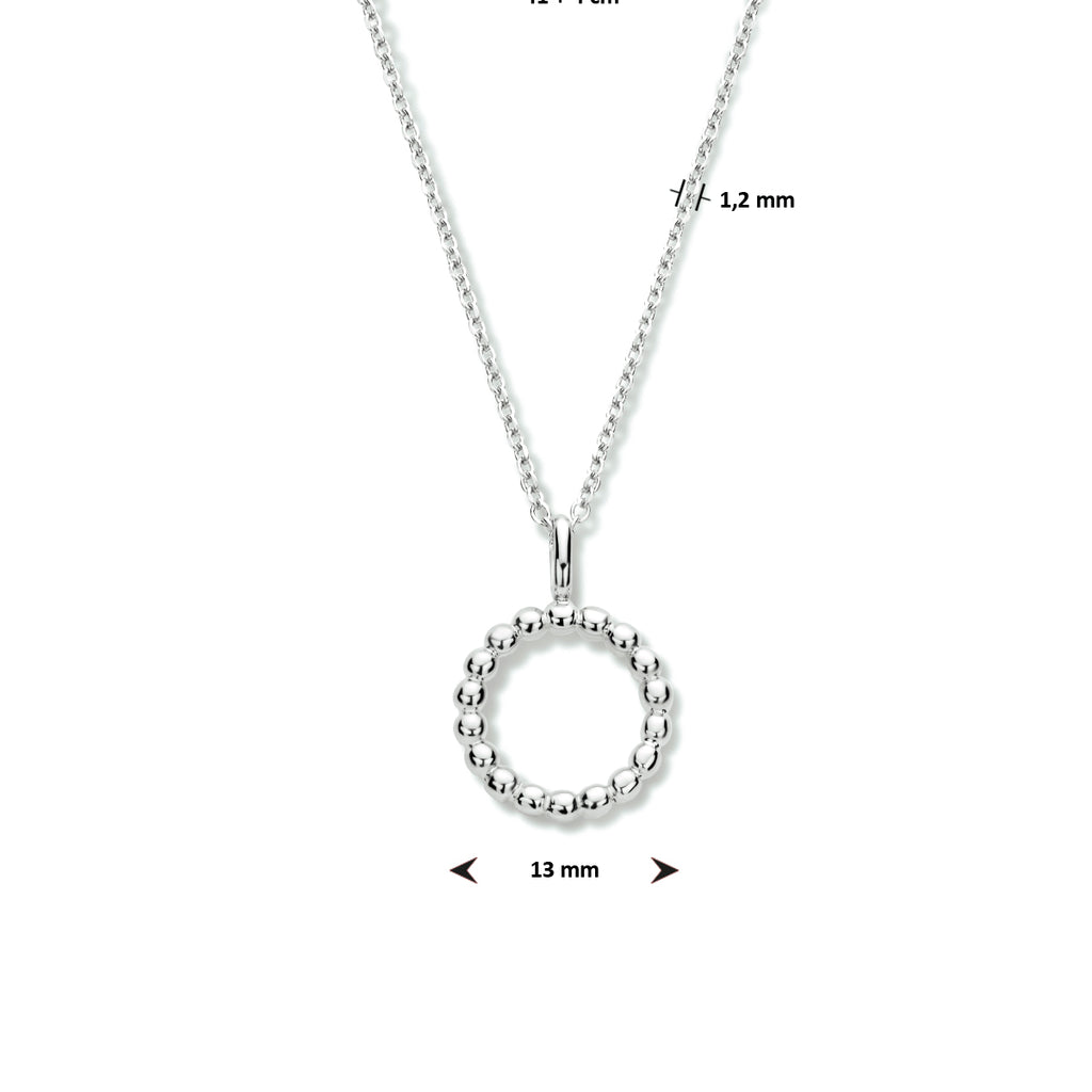 Collier rondje 41 + 4 cm zilver gerhodineerd