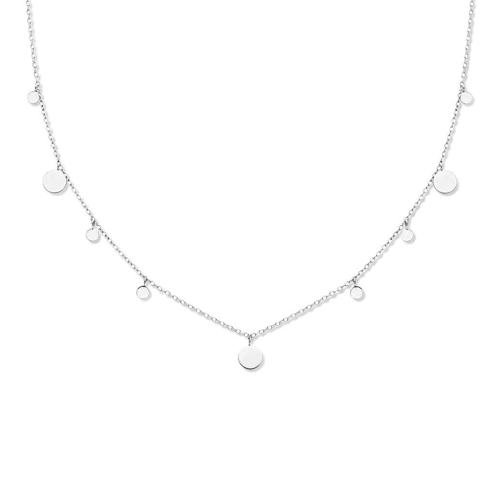 Collier rondjes 41 + 4 cm zilver gerhodineerd