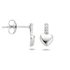 Oorknoppen hart zirkonia zilver gerhodineerd