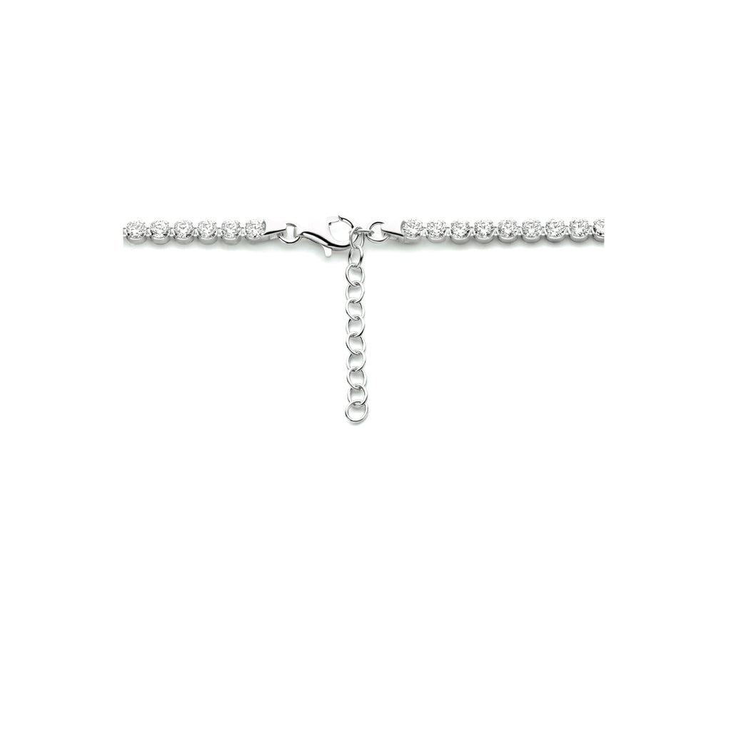 Collier zirkonia 3,1 mm 42 + 3 cm zilver gerhodineerd