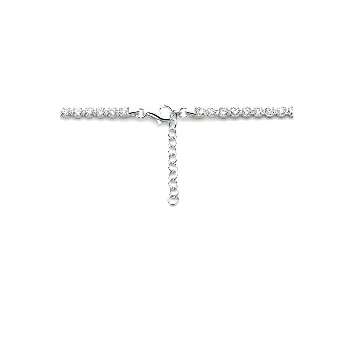 Collier zirkonia 3,1 mm 42 + 3 cm zilver gerhodineerd