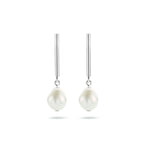 Oorhangers parel zilver gerhodineerd