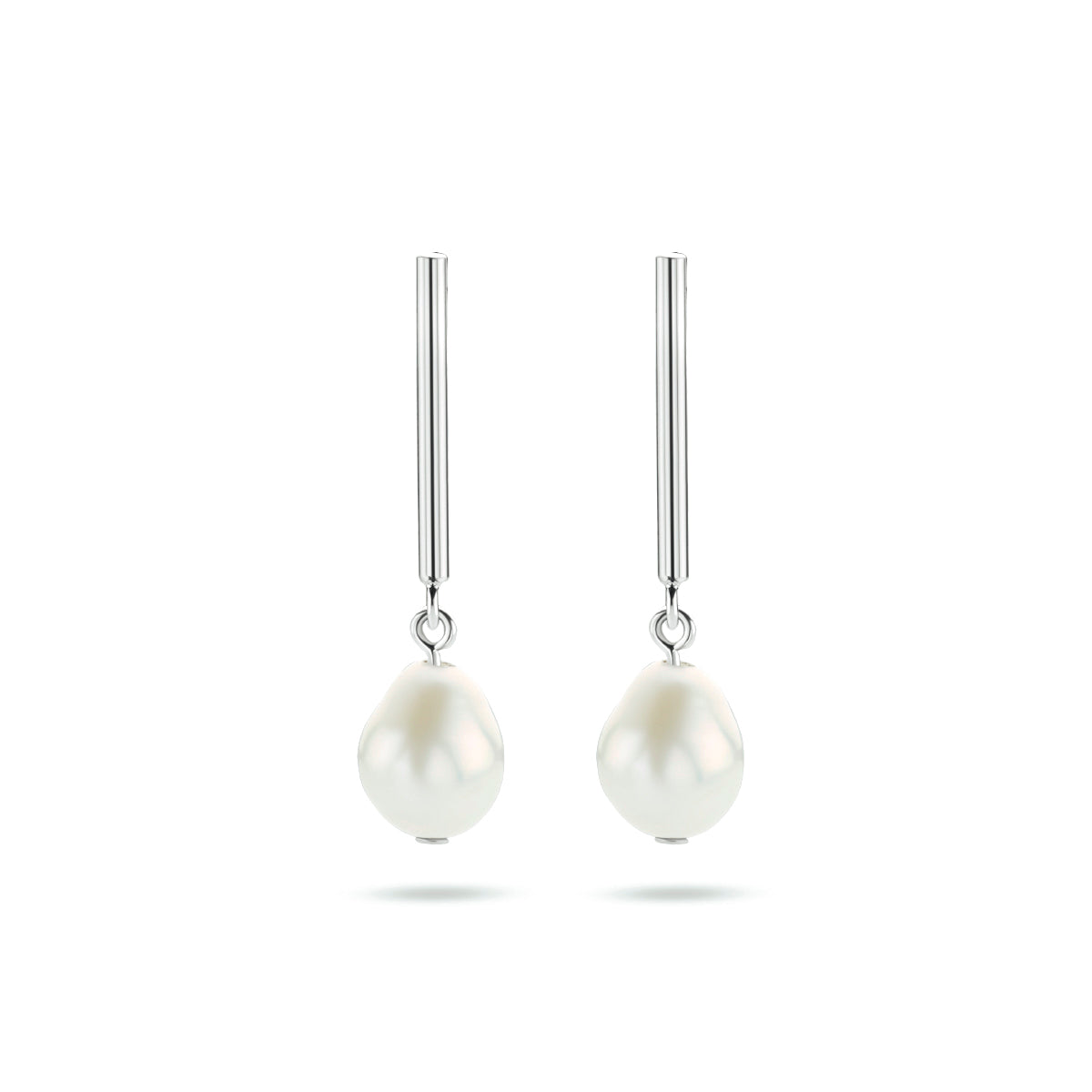 Oorhangers parel zilver gerhodineerd