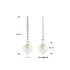 Oorhangers parel zilver gerhodineerd