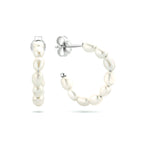 Stekeroorringen parel zilver gerhodineerd