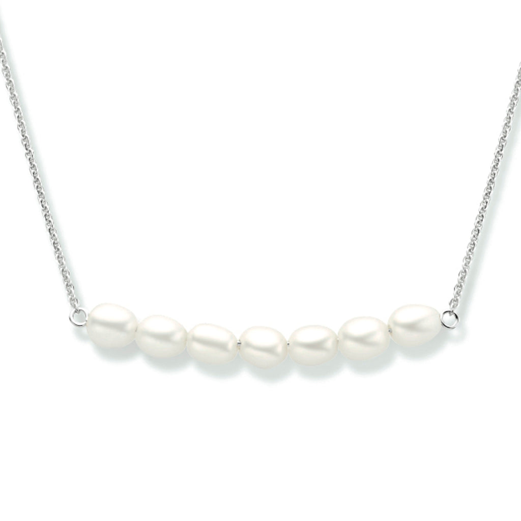 Collier parel 42 + 3 cm zilver gerhodineerd
