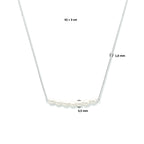 Collier parel 42 + 3 cm zilver gerhodineerd