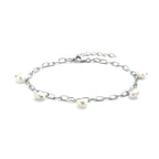 Armband parel 18 + 3 cm zilver gerhodineerd