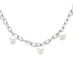 Collier parel 42 + 3 cm zilver gerhodineerd