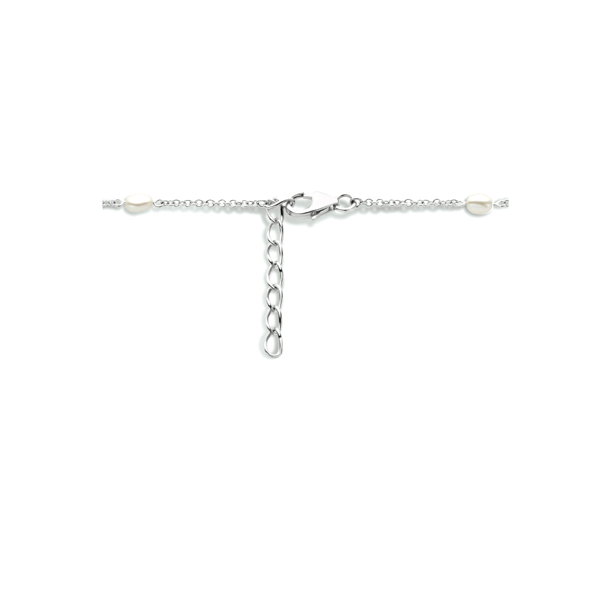 Collier parel 42 + 3 cm zilver gerhodineerd