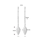 Doortrekoorbellen blad zilver gerhodineerd