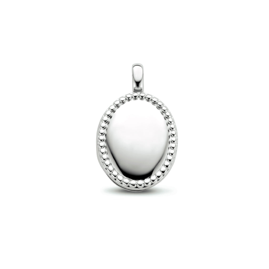 Medaillon ovaal bolletjes zilver gerhodineerd