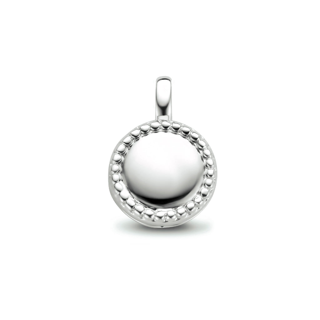 Medaillon rond bolletjes zilver gerhodineerd