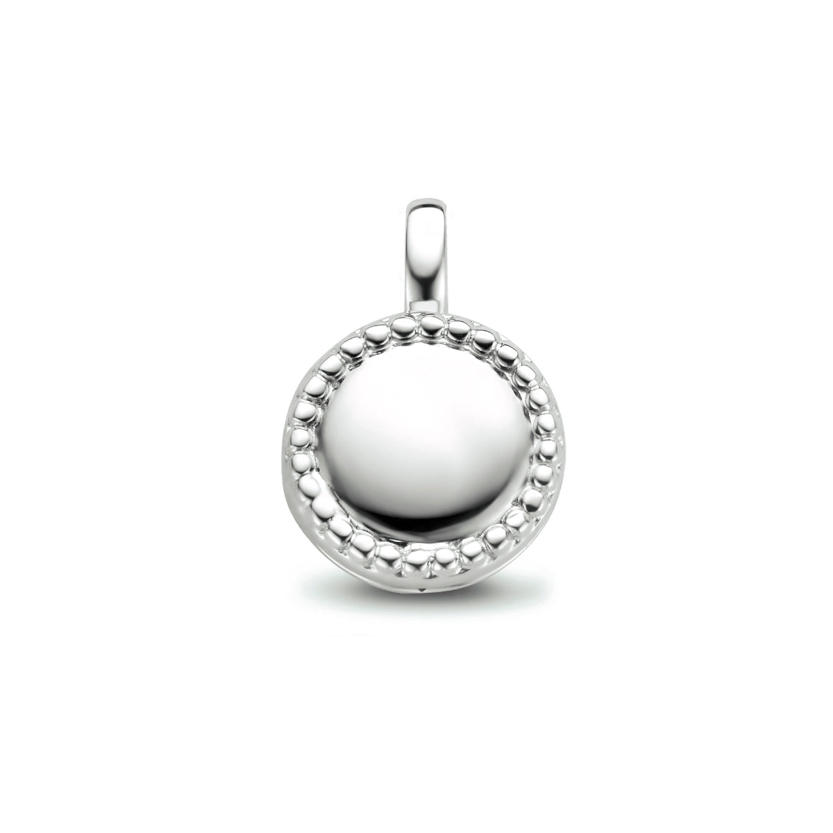 Medaillon rond bolletjes zilver gerhodineerd