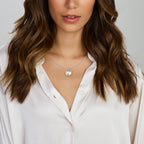 Medaillon rond bolletjes zilver gerhodineerd