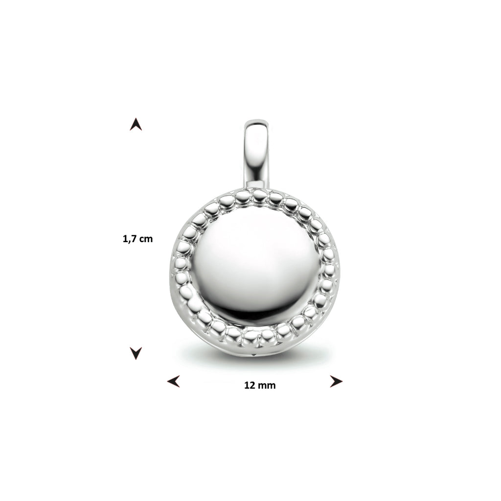 Medaillon rond bolletjes zilver gerhodineerd