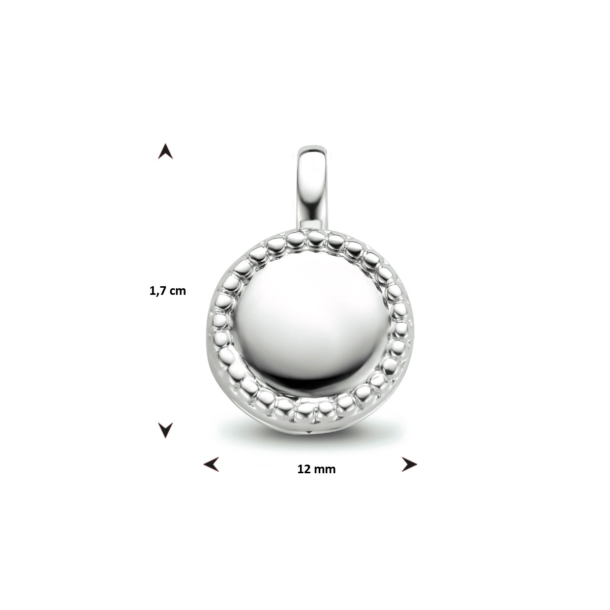 Medaillon rond bolletjes zilver gerhodineerd