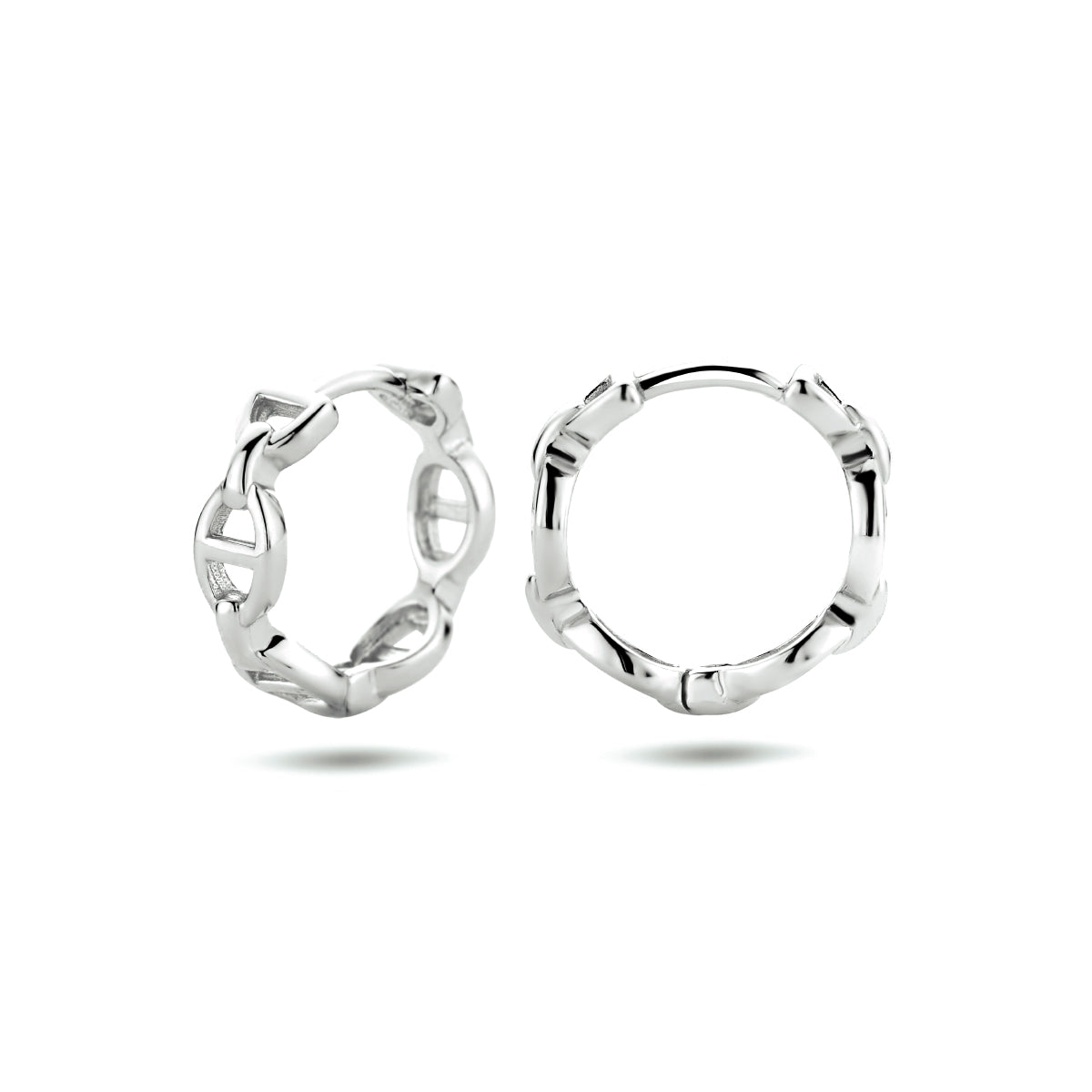 Klapoorringen schakel zilver gerhodineerd