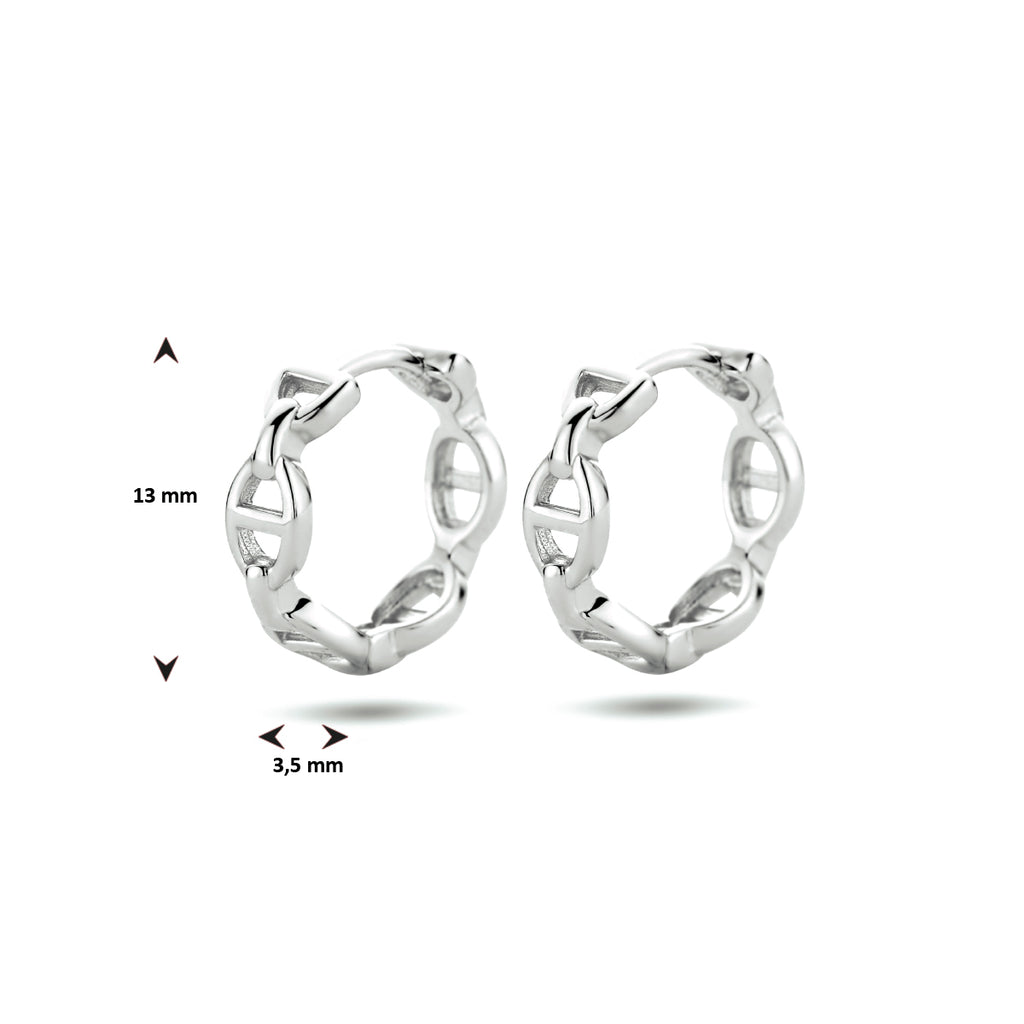 Klapoorringen schakel zilver gerhodineerd