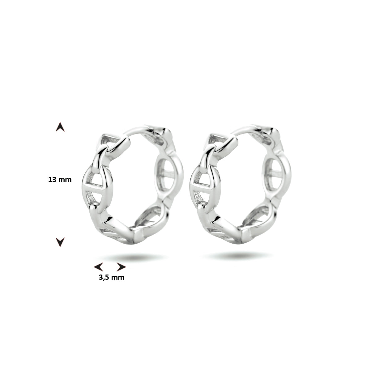 Klapoorringen schakel zilver gerhodineerd