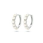 Klapoorringen parel zilver gerhodineerd