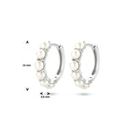 Klapoorringen parel zilver gerhodineerd