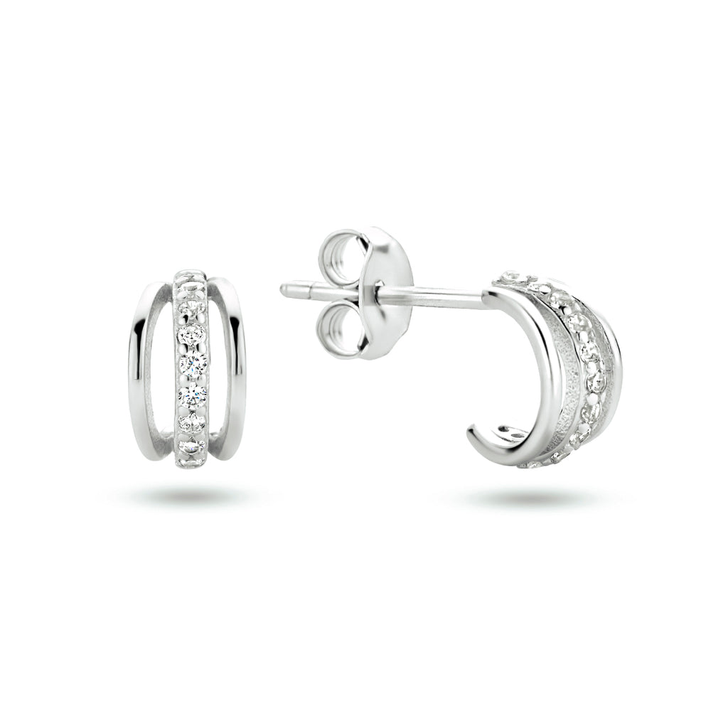 Stekeroorringen zirkonia zilver gerhodineerd