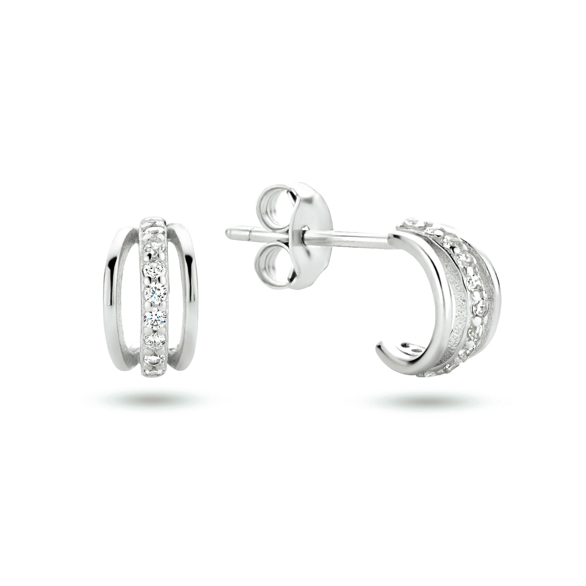 Stekeroorringen zirkonia zilver gerhodineerd