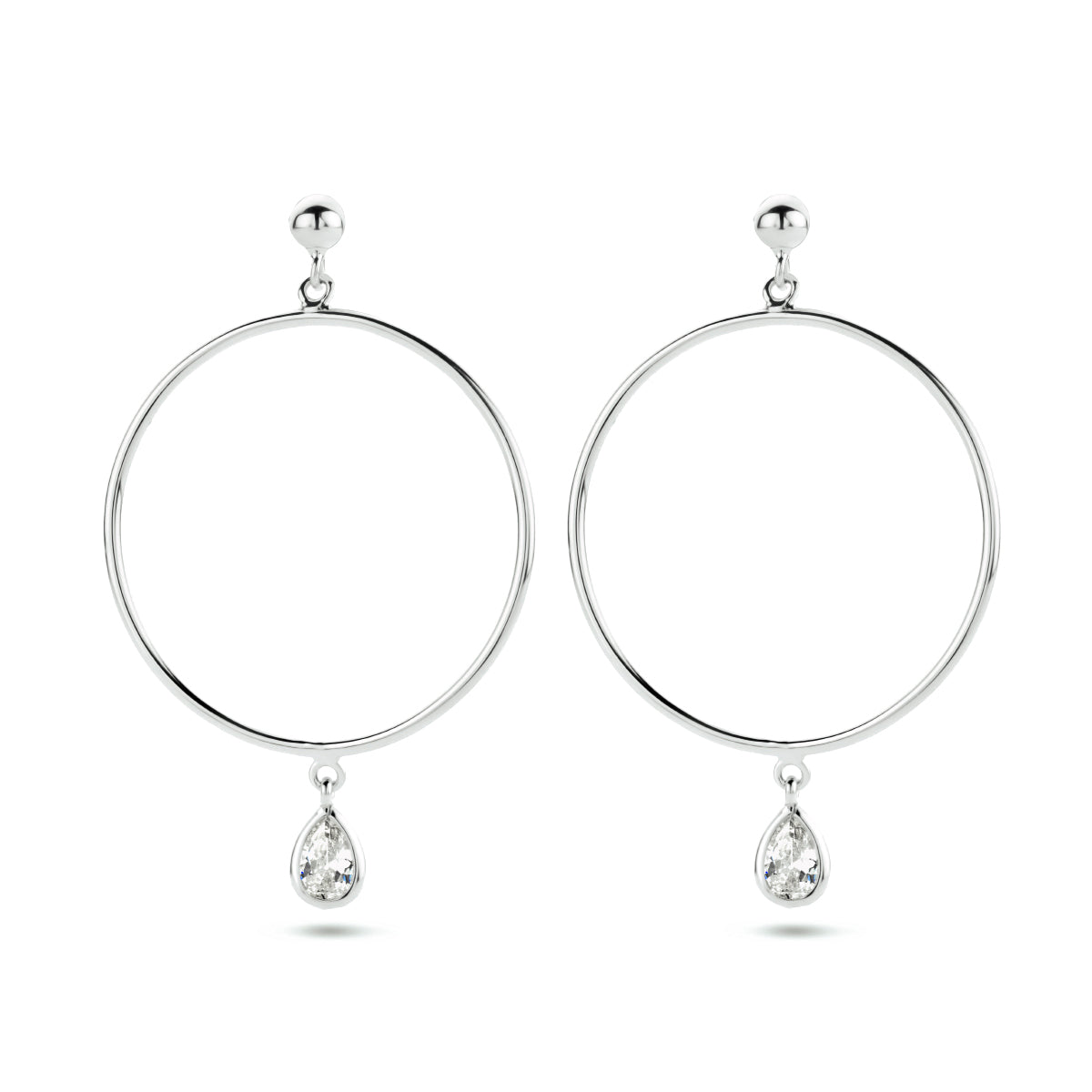 Oorhangers zirkonia zilver gerhodineerd