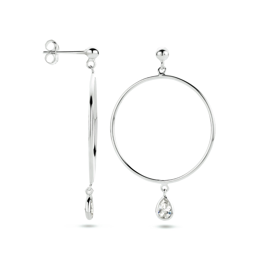 Oorhangers zirkonia zilver gerhodineerd
