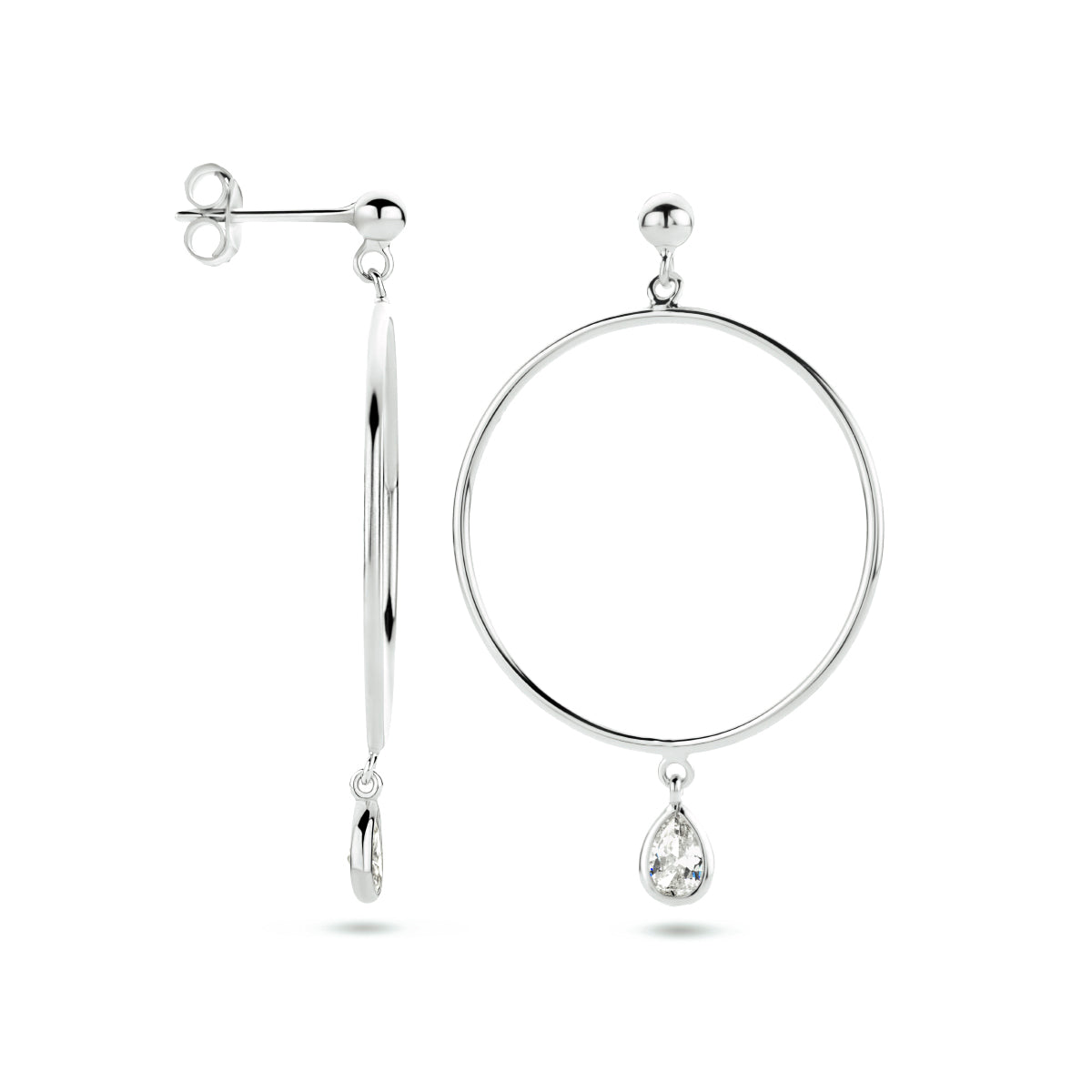 Oorhangers zirkonia zilver gerhodineerd