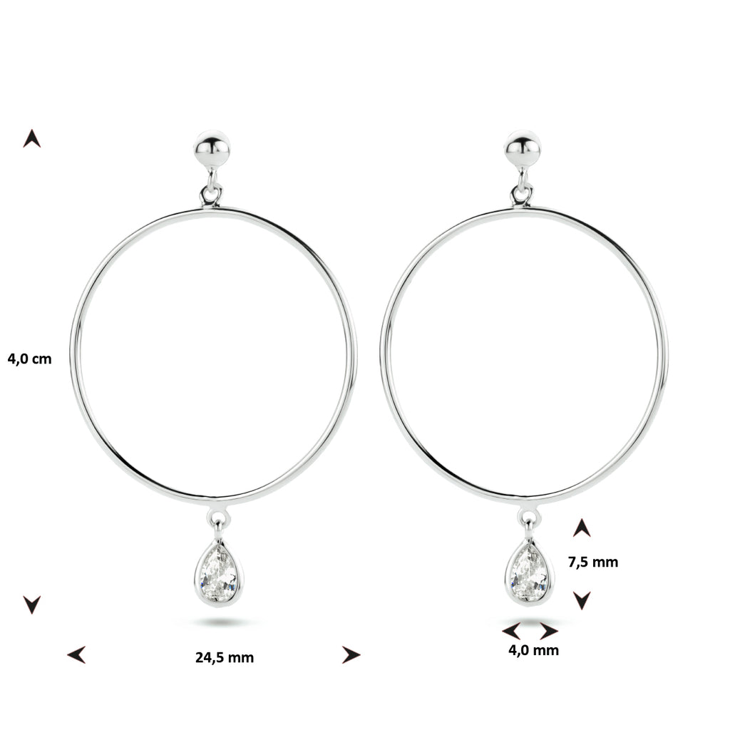 Oorhangers zirkonia zilver gerhodineerd