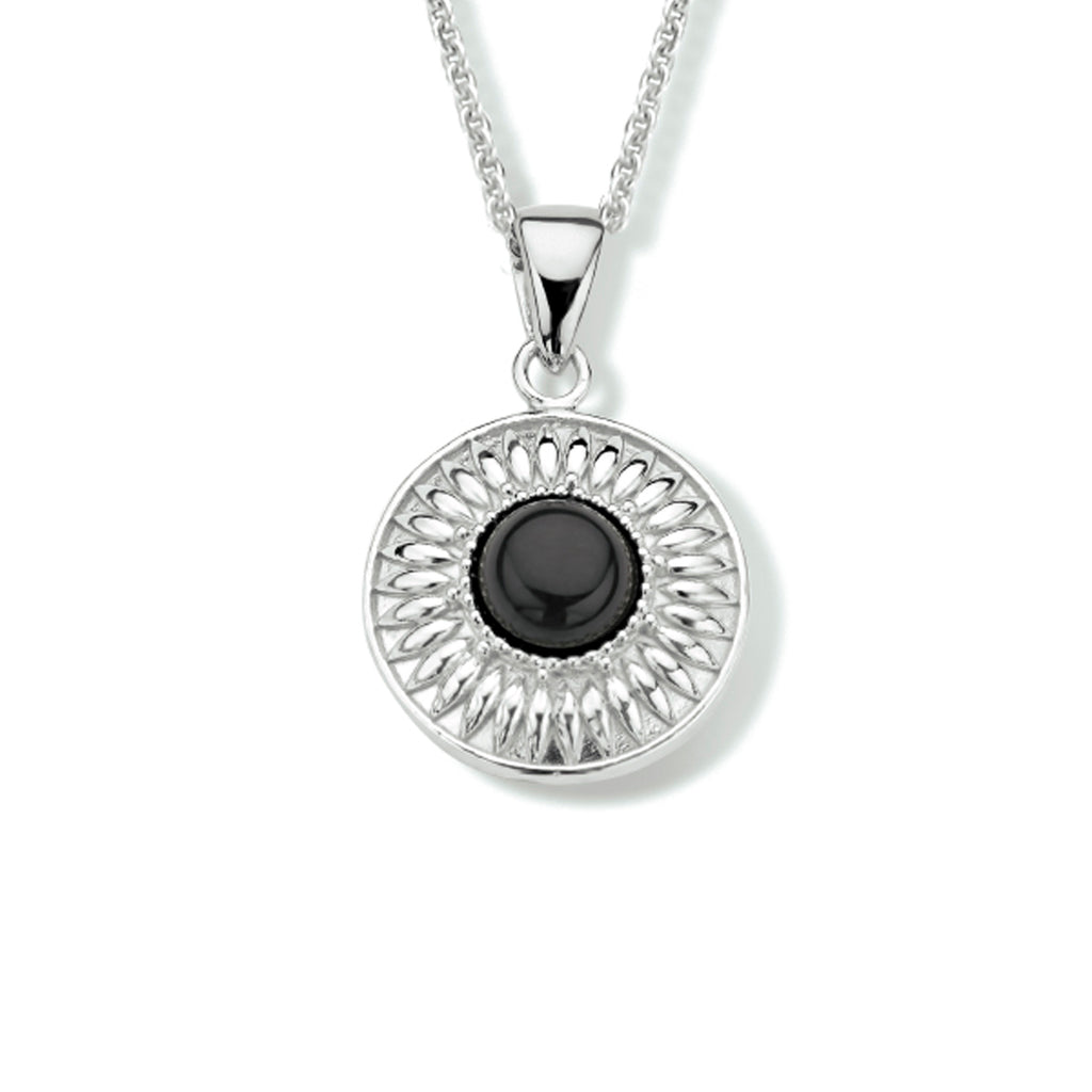 Collier onyx 41 + 4 cm zilver gerhodineerd
