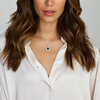 Collier onyx 41 + 4 cm zilver gerhodineerd