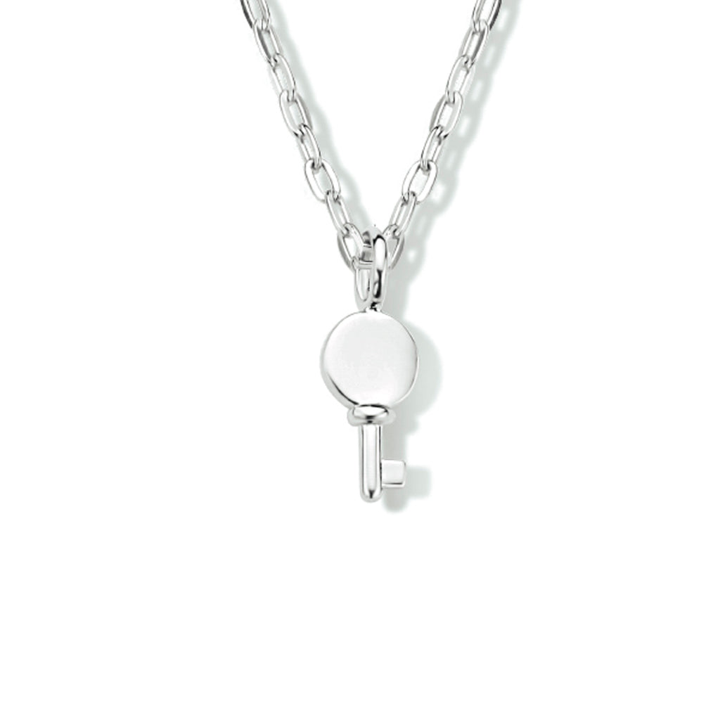Collier sleutel 41 + 4 cm zilver gerhodineerd