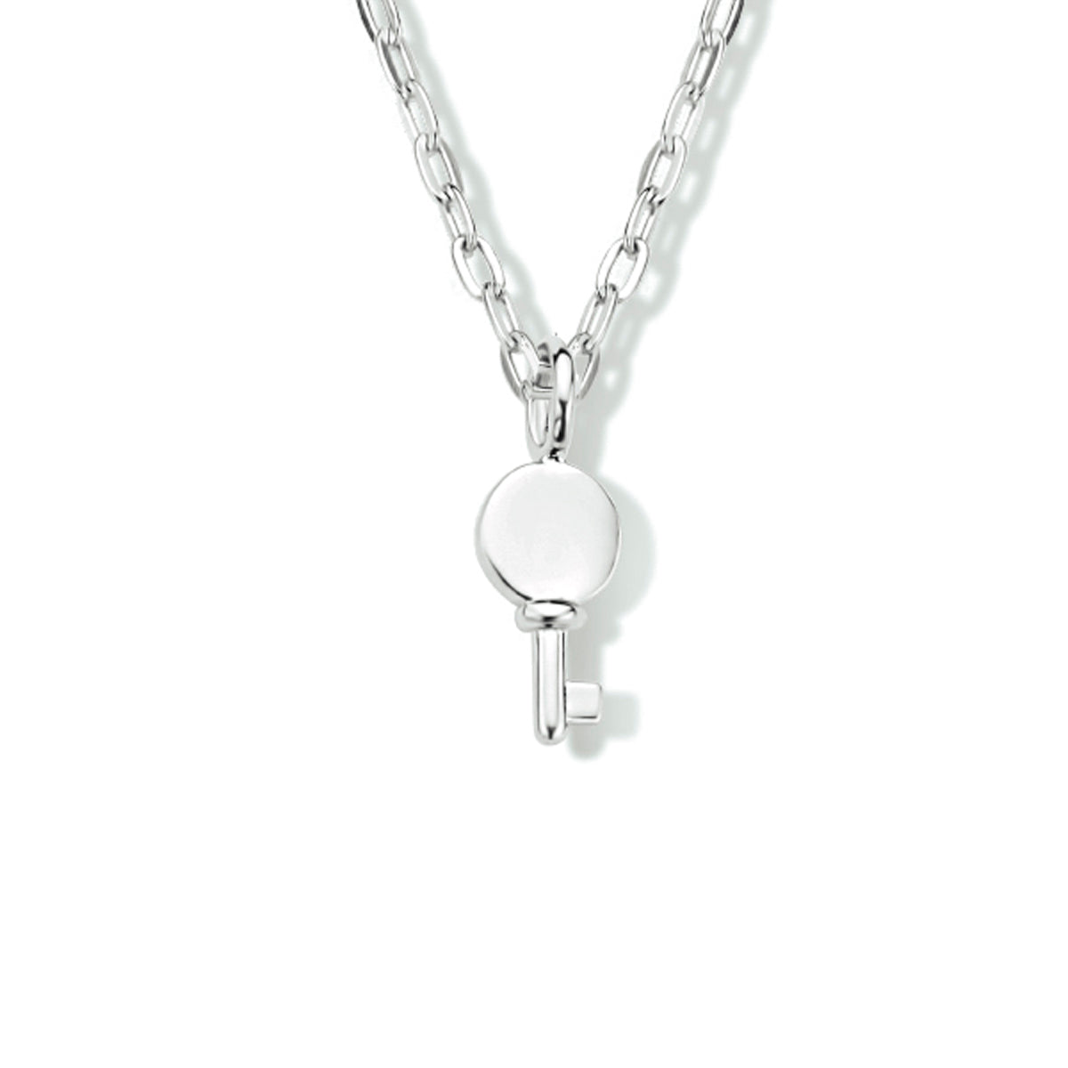 Collier sleutel 41 + 4 cm zilver gerhodineerd