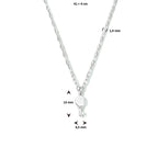 Collier sleutel 41 + 4 cm zilver gerhodineerd