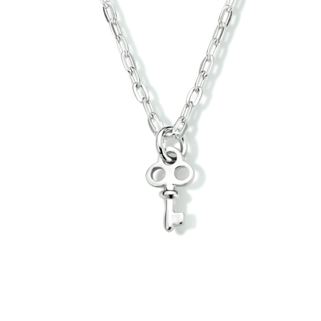 Collier sleutel 41 + 4 cm zilver gerhodineerd