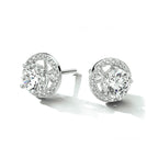 Oorknoppen zirkonia halo zilver gerhodineerd