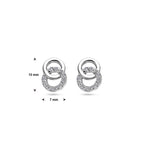Oorknoppen rondjes zirkonia zilver gerhodineerd