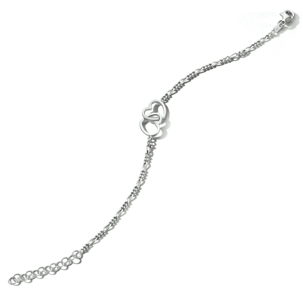 Armband hartjes 16 + 3 cm zilver gerhodineerd