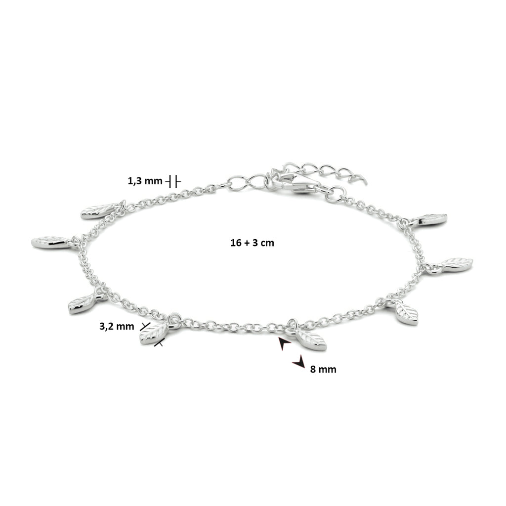 Armband veren 16 + 3 cm zilver gerhodineerd